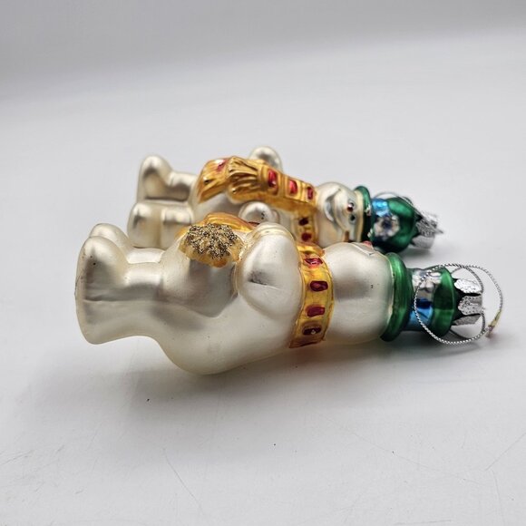 Vintage Frosty The Snowman Blown Glass Christmas Tree Ornaments Lot of 2 5 in - Picture 3 of 10